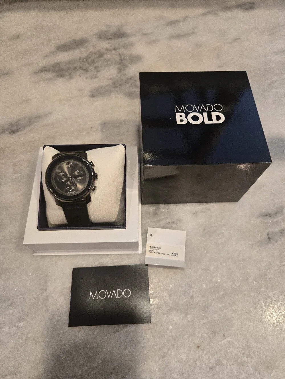 Movado Bold Chronograph Black Leather Men’s Watch $800